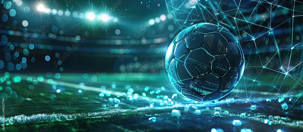 Aufkleber A computer game with an electronic strategy solution incorporating sports concept featured in an image with space for text. Creative banner. Copyspace image