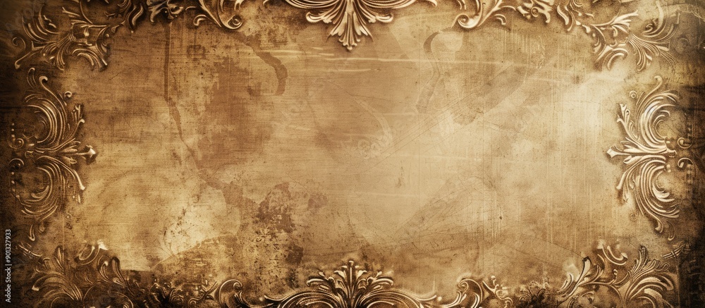 Poster Vintage sepia textured paper with a vignette for a retro look and copy space image