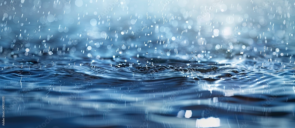 Fototapete water droplets falling create the picture on the water s surface with a blank space for text or grap