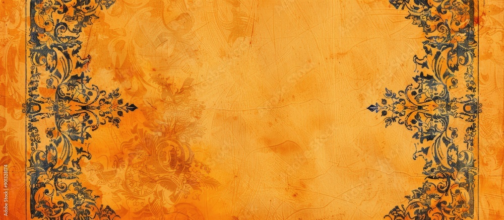 Leinwandbilder vintage orange pattern on old book cover paper creates an empty canvas with copy space image on the 