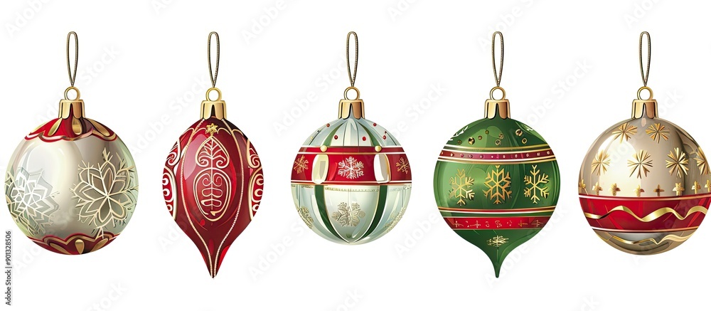 Poster Decorative ornaments for the Christmas tree with an empty area for inserting an image. Creative banner. Copyspace image
