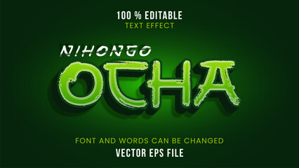 Editable text effect with playful japanese drink ocha style