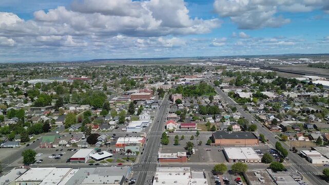 Pasco, WA - Franklin County Courthouse & Jail with views of the surrounding urban area facing north.