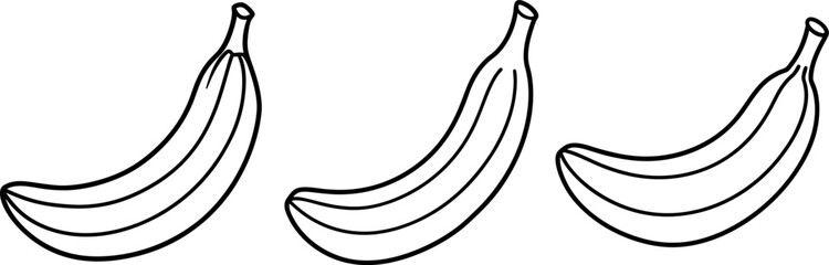 Banana fruit outline coloring book page and digital line art