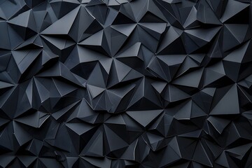 Fototapeta premium Black geometric background with dark gray paper triangles. Abstract minimal concept. High quality photo, high resolution, ultra realistic photography