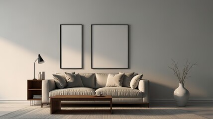 Aesthetic bright sunny elegant home living room interior design with comfortable lounge chair, hat, side table, flowers bouquet, shelf with decorations. interior design