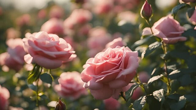 A pink rose basking in the sunlight
