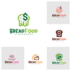 Set of Money with bread logo vector template, Creative bread money logo design concepts