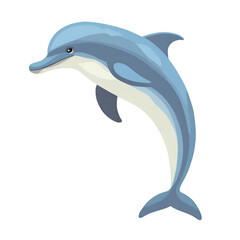 A playful dolphin swimming gracefully in the ocean, showcasing its beautiful colors and agile movements in serene waters.