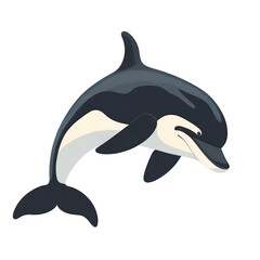 Naklejka premium A cheerful dolphin swimming gracefully in clear blue waters, showcasing its playful spirit and intelligence, isolated on transparent or white background