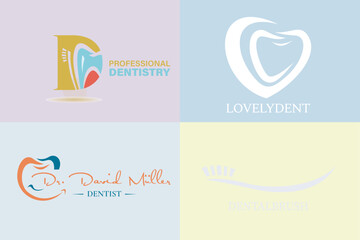 Collection of Dental care logo design. Teeth vector icon illustration. Healthcare and Medical objects icon design concept. Dentist tooth object logo design.