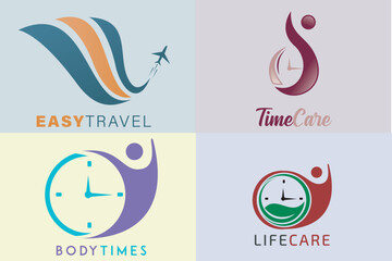 Collection of Time Care Logo Template Design Vector. Design Concept and Creative Icon design. Time travel logo illustration clock vector design.