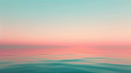 Obraz premium Pastel sunset over calm ocean waters with soft hues of pink and turquoise, creating a tranquil and serene seascape...