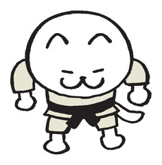 色々なスポーツをする目が細いかわいい白猫キャラ