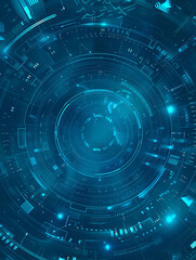 Obraz premium Blue technology background with futuristic circular elements, digital and tech illustration for web design or presentation in vector format