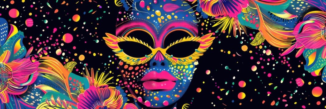 Festival Poster. Summer Music and Art Event Cover Template with Colorful Parade and Carnival Theme