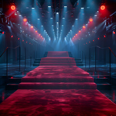red carpet on stage with spotlight background