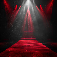 red carpet on stage with spotlight background
