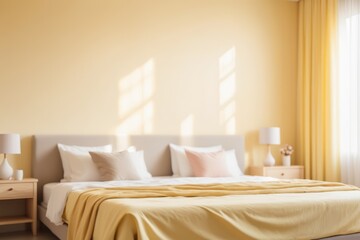 Luxurious hotel room bedding with plush pillows inviting for a restful stay