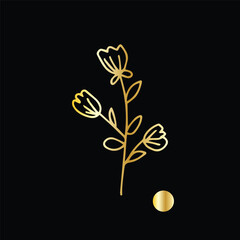 golden line flower logo templates design. popular templates stationery design illustration