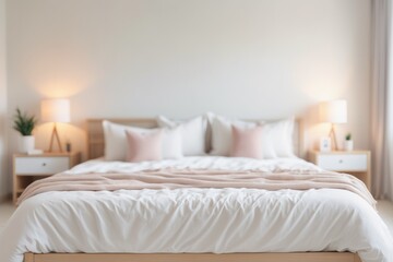 Luxurious hotel room bedding with plush pillows inviting for a restful stay