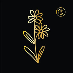 golden line flower logo templates design. popular templates stationery design illustration