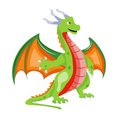 A flat icon of winger dragon 

