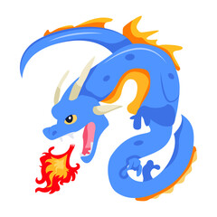 A flat style vector of furious dragon  

