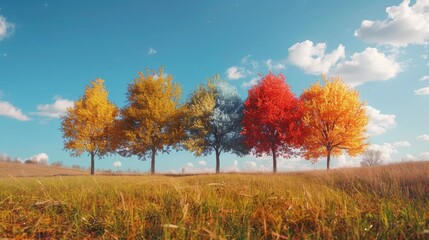 Fototapeta premium Seasonal Changes, Time-lapse photography showing the transition between seasons, illustrating the dynamic nature of our planet
