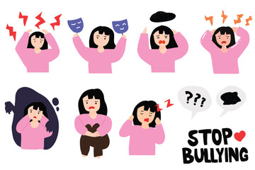 woman depression cartoon. Mental health illustration element