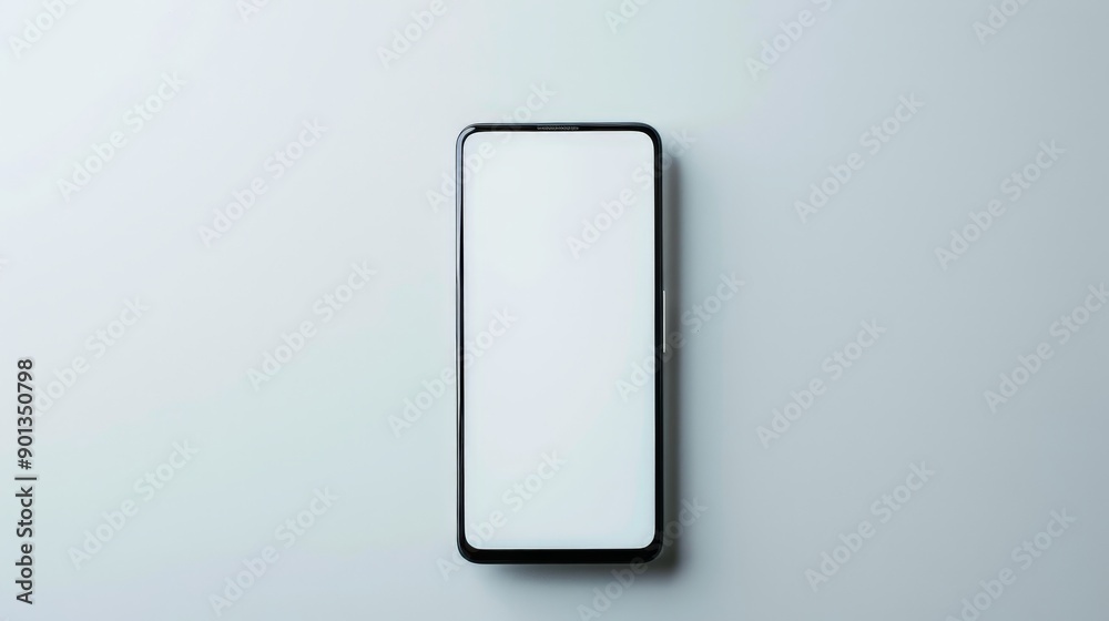 Poster a contemporary smartphone with a minimal bezel design rests on a smooth surface, showcasing the late