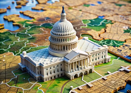 Capitol building model on the map puzzle