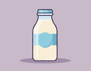 Baby milk bottle in cartoon flat style, stock vector illustration