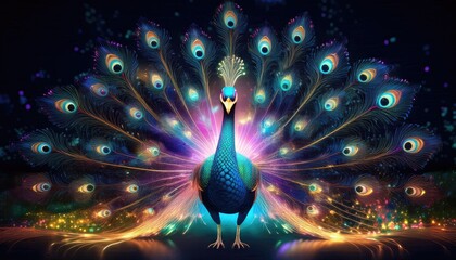 Peacock images, rainbow lorikeet Peacock, neon light Peacock images, colorful neon Peacock  images,