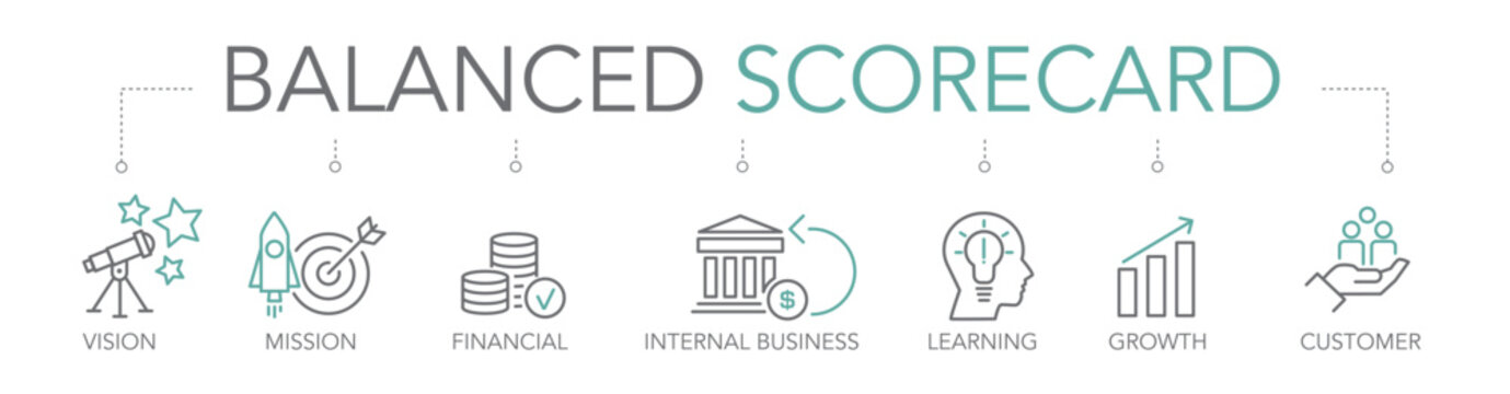 Balanced scorecard concept - thin line two-tone icon vector illustration