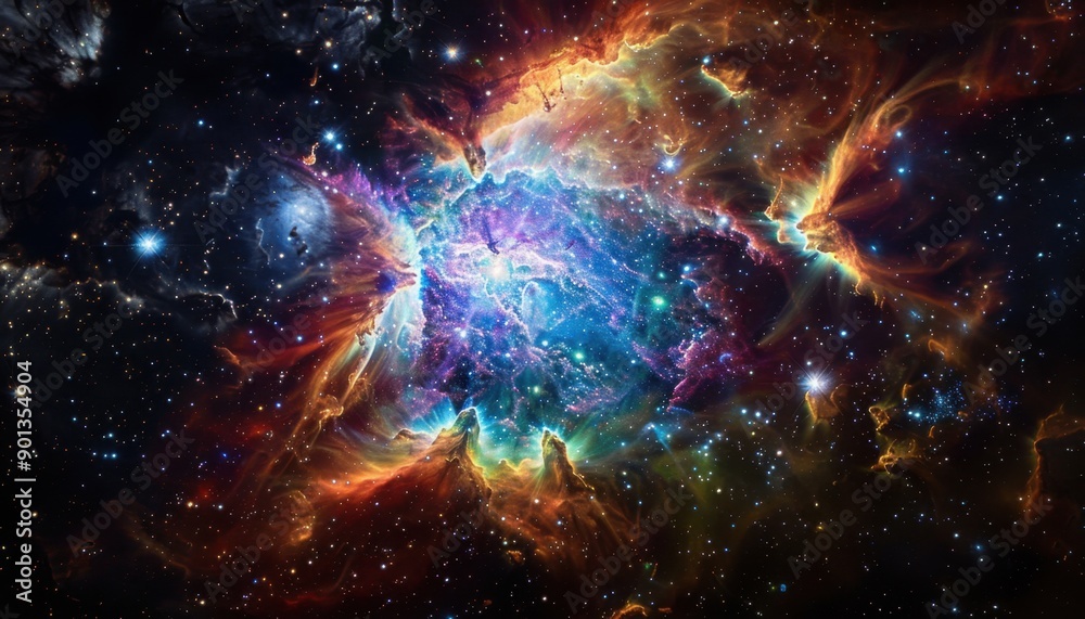 Wall mural colorful nebula with stars in deep space