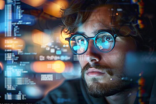 genius programmer watches the screen