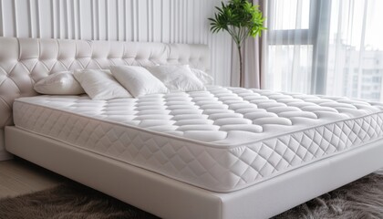 White Mattress With Diamond Stitch Pattern in Modern Bedroom