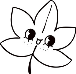 Groovy retro autumn leaf hippie cartoon coloring outline doodle playful and vibrant fall season illustration.