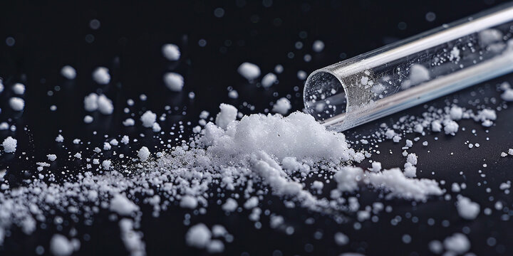 Chemical ingredient close up with potassium chromate powder in test tube