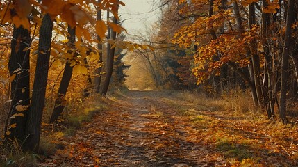 Obraz premium The scene captures the essence of autumn near Kaunas on a crisp October afternoon.