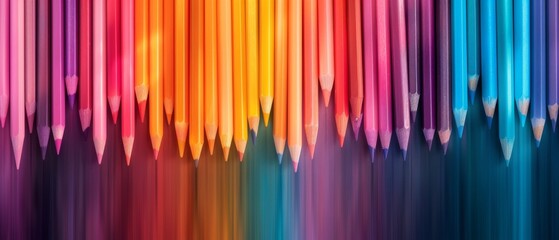 A vibrant array of colored pencils arranged in stunning gradient, perfect for art projects, educational materials, and creativity.