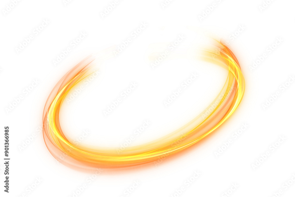 Wall mural yellow curve neon line on transparent background	