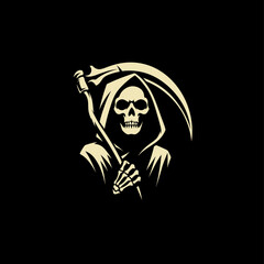 silhouette illustration logo of grim reaper