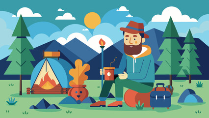  A man Camping vector illustration 