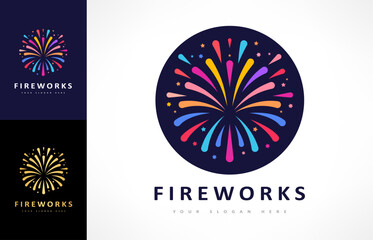 fireworks and stars logo vector design