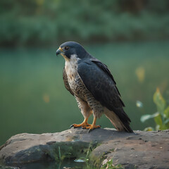 a bird that is sitting on a rock by the water