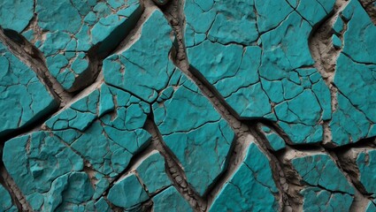 Dry cracked teal clay texture with detailed rugged cracks
