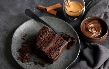 chocolate cake and coffee