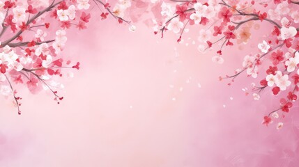 Pink Cherry blossom Illustration. Frame of Sakura Cherry Blossoms Spring flower